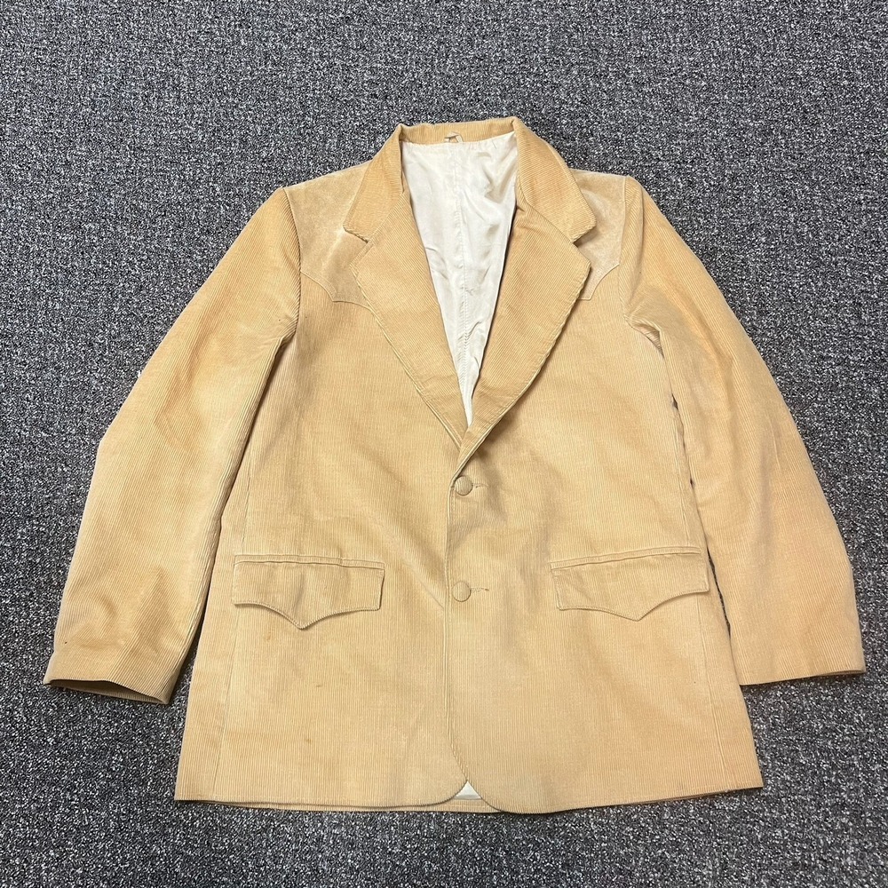 True Vintage 1970s Pioneer Wear Tan Button Up Suede Western Blazer Size 46 Large